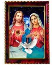 Lord Jesus Photo Frame For Wall & Table | 7x9 Inch Golden Cherry Finish | Decorative Lord Jesus Photo Frame For Home, Office & Pooja Room (F11353)