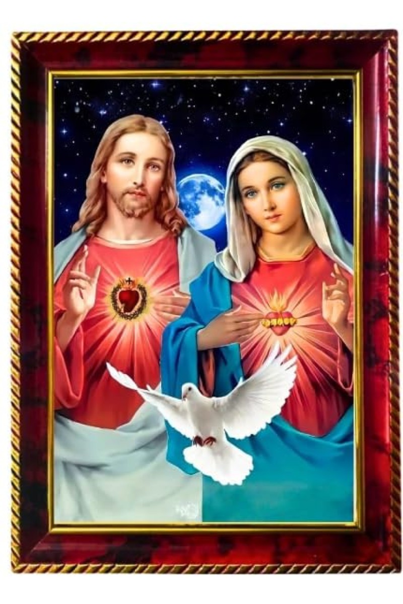 Lord Jesus Photo Frame For Wall & Table | 7x9 Inch Golden Cherry Finish | Decorative Lord Jesus Photo Frame For Home, Office & Pooja Room (F11353)