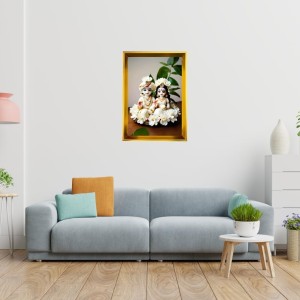 Radha And Krishna Golden Photo Frame - 16x20 Inches | Elegant Wooden Frame For Home, Office & Temple Decoration | Spiritual Wall & Table Decor And Gift Item (F9757) Radha And Krishna Golden Photo Frame - 16x20 Inches | Elegant Wooden Frame For Home, Office & Temple Decoration | Spiritual Wall & Table Decor And Gift Item (F9757)