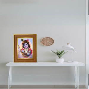 Bal Murali Krishna Photo Frame 12x16 Inches-Brown Wooden Frame For Home, Office & Temple Decoration And Gifting (F6277)