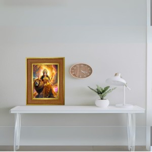 Divine Maa Durga Photo Frame 12x16 Inches-Brown Wooden Frame For Home, Office & Temple Decoration And Gifting (F6268)