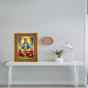 Divine Lord Vishnu Photo Frame 14x18 Inches-Brown Wooden Frame For Home, Office & Temple Decoration And Gifting (F6240)