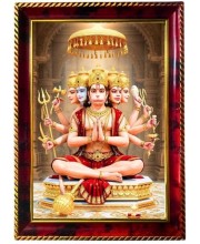 Lord Hanuman Photo Frame For Wall & Table | 7x9 Inch Golden Cherry Finish | Decorative Lord Hanuman Photo Frame For Home, Office & Pooja Room (F11900)