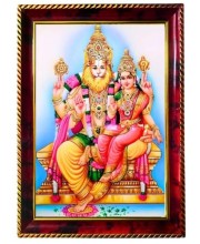 Lord Lakshmi Narasimha Photo Frame For Wall & Table | 7x9 Inch Golden Cherry Finish | Decorative Lord Lakshmi Narasimha Photo Frame For Home, Office & Pooja Room (F11310)