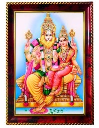 Lord Lakshmi Narasimha Photo Frame For Wall & Table | 7x9 Inch Golden Cherry Finish | Decorative Lord Lakshmi Narasimha Photo Frame For Home, Office & Pooja Room (F11310)