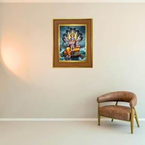 Lord Vishnu Photo Frame 10x14 Inches-Brown Wooden Frame For Home, Office & Temple Decoration And Gifting (F6238)