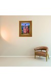 Lord Shiva Family Photo Frame 10x14 Inches-Brown Wooden Frame For Home, Office & Temple Decoration And Gifting (F6243)