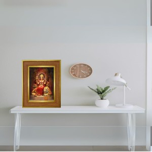 Godess Durga Photo Frame 10x14 Inches-Brown Wooden Frame For Home, Office & Temple Decoration And Gifting (F6260)