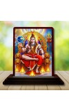 Car Desk/Table Top Lord Shiva Wooden Photo Stand 3x4 Inches, Compact & Stylish Spiritual Display For Car, Home & Office (Pack Of 1) (F14146)