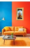 Mata Laxmi Digital Golden Color Photo Frame | Hindu Religious Wall Decor | 12x19 Inches - Inspirational Wall Art For Office, Home Decor - Ideal Spiritual Gift (F10390)