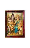 Lord Shiva And Parvathi Parivar Photo Frame For Wall & Table | 7x9 Inch Golden Cherry Finish | Decorative Lord Shiva And Parvathi Parivar Photo Frame For Home, Office & Pooja Room (F11706)