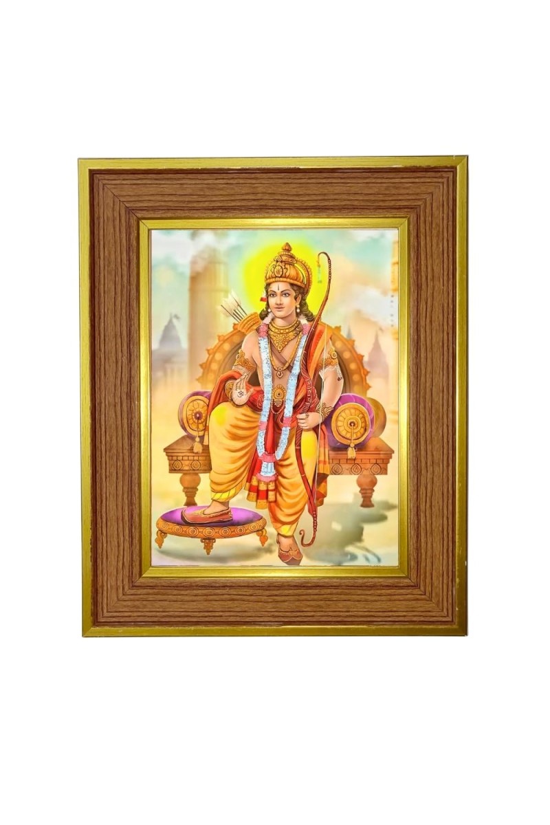 Lord Vishnu Photo Frame 14x18 Inches-Brown Wooden Frame For Home, Office & Temple Decoration And Gifting (F6382)