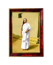 Sri Sarada Devi Photo Frame For Wall & Table | 7x9 Inch Golden Cherry Finish | Decorative Sri Sarada Devi Photo Frame For Home, Office & Pooja Room (F11584)