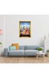 Lord Shiva,Ganesha And Kartikeya Golden Photo Frame - 10x14 Inches | Elegant Wooden Frame For Home, Office & Temple Decoration | Spiritual Wall & Table Decor And Gift Item (F9768)