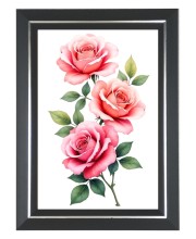 Pink Garden Roses Photo Wall & Table Frame | 10x14 Inch Black Designer | Perfect For Gifting & Home Decor (F9660)