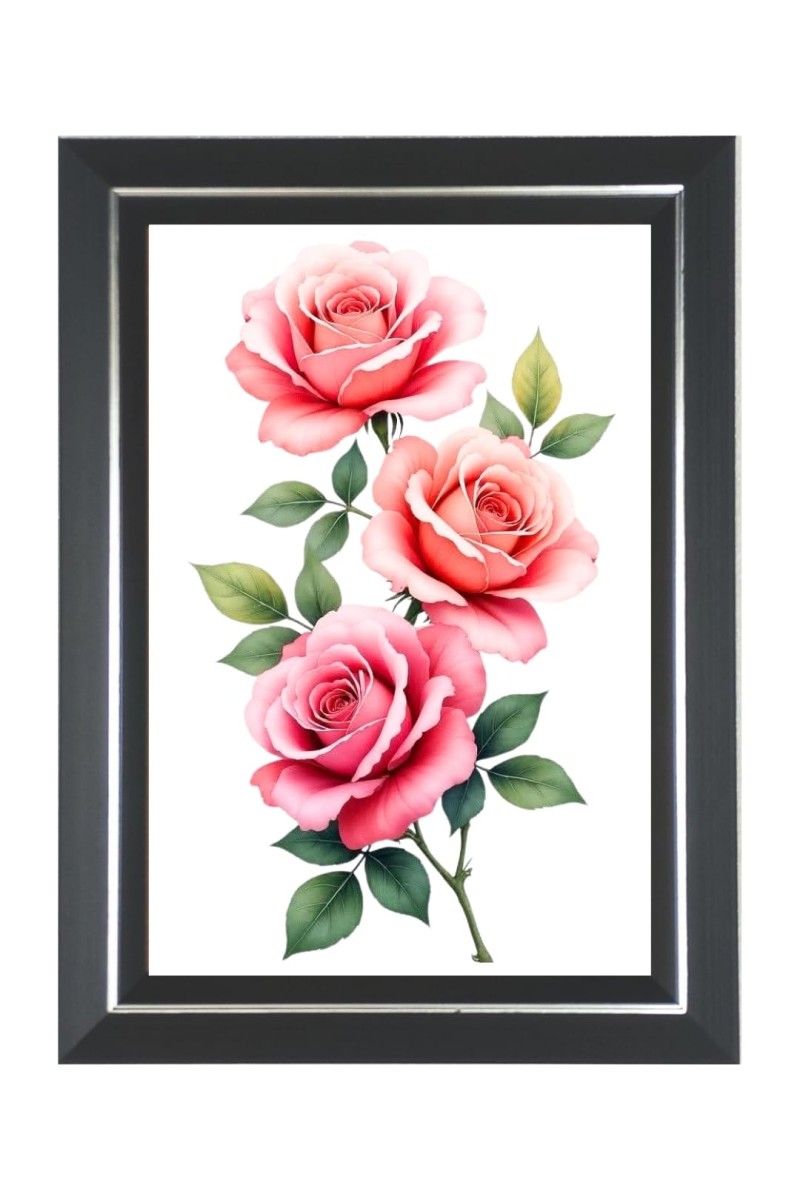 Pink Garden Roses Photo Wall & Table Frame | 16x20 Inch Black Designer | Perfect For Gifting & Home Decor (F9660)