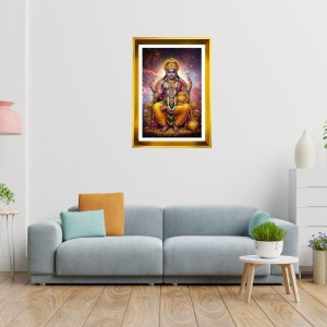 Lord Kubera Golden Photo Frame - 16x20 Inches | Elegant Wooden Frame For Home, Office & Temple Decoration | Spiritual Wall & Table Decor And Gift Item (F9547)