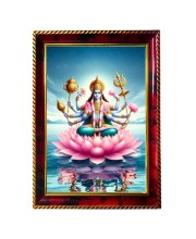 Lord Vishnu Photo Frame For Wall & Table | 7x9 Inch Golden Cherry Finish | Decorative Lord Vishnu Photo Frame For Home, Office & Pooja Room (F11346)