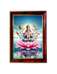 Lord Vishnu Photo Frame For Wall & Table | 7x9 Inch Golden Cherry Finish | Decorative Lord Vishnu Photo Frame For Home, Office & Pooja Room (F11346)