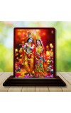 Car Desk/Table Top Lord Radha Krishna Wooden Photo Stand â€“ 3x4 Inches, Compact & Stylish Spiritual Display For Car, Home & Office (Pack Of 1) (F15124)