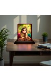Car Desk/Table Top Cute Radha Wooden Photo Stand 3x4 Inches, Compact & Stylish Spiritual Display For Car, Home & Office (Pack Of 1) (F14461)