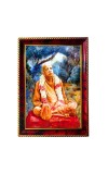 Sri Srila Prabhupada Photo Frame For Wall & Table | 7x9 Inch Golden Cherry Finish | Decorative Sri Srila Prabhupada Photo Frame For Home, Office & Pooja Room (F11537)