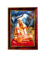 Sri Srila Prabhupada Photo Frame For Wall & Table | 7x9 Inch Golden Cherry Finish | Decorative Sri Srila Prabhupada Photo Frame For Home, Office & Pooja Room (F11537)