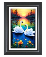 Swan Photo Wall & Table Frame | 16x20 Inch Black Designer | Perfect For Gifting & Home Decor (F9633)