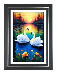 Swan Photo Wall & Table Frame | 14x18 Inch Black Designer | Perfect For Gifting & Home Decor (F9633)