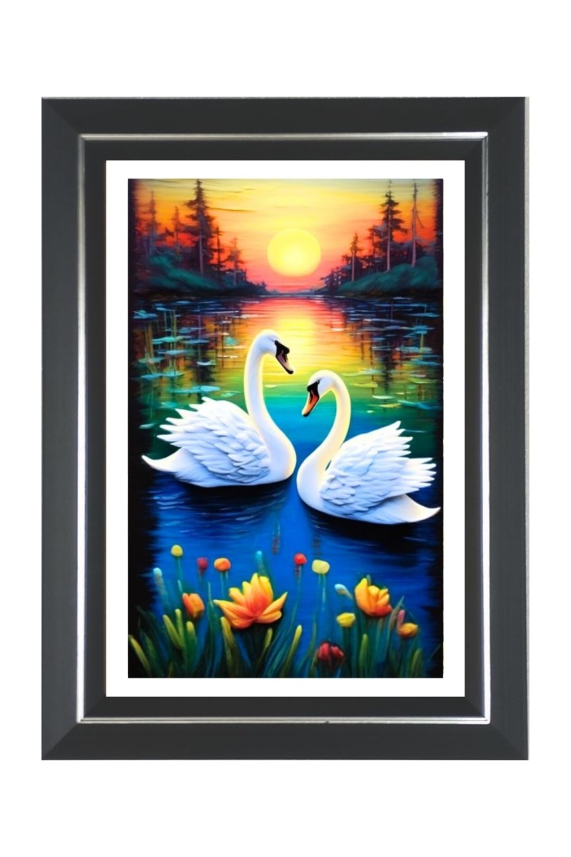 Swan Photo Wall & Table Frame | 16x20 Inch Black Designer | Perfect For Gifting & Home Decor (F9633)