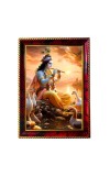 Sri Krishna Playing Flute Photo Frame For Wall & Table | 7x9 Inch Golden Cherry Finish | Decorative Sri Krishna Playing Flute Photo Frame For Home, Office & Pooja Room (F11385)