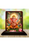 Car Desk/Table Top Lord Ganesha Wooden Photo Stand 3x4 Inches, Compact & Stylish Spiritual Display For Car, Home & Office (Pack Of 1) (F14414)