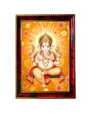 Lord Ganesha Photo Frame For Wall & Table | 7x9 Inch Golden Cherry Finish | Decorative Lord Ganesha Photo Frame For Home, Office & Pooja Room (F11798)