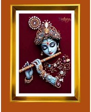 Golden Photo Frame - 10x14 Inches | Elegant Wooden Frame For Home, Office & Temple Decoration | Spiritual Wall & Table Decor and Gift Item