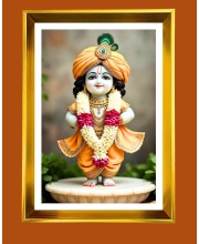 Golden Photo Frame - 10x14 Inches | Elegant Wooden Frame For Home, Office & Temple Decoration | Spiritual Wall & Table Decor and Gift Item