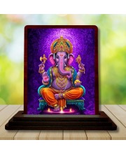 Car Desk/Table Top Lord Ganesha Wooden Photo Stand â€“ 3x4 Inches, Compact & Stylish Spiritual Display For Car, Home & Office (Pack Of 1) (F15090)