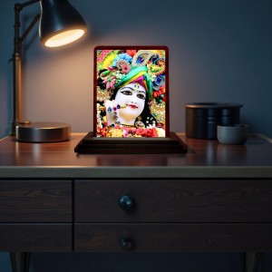 Car Desk/Table Top Loird Krishna Wooden Photo Stand 3x4 Inches, Compact & Stylish Spiritual Display For Car, Home & Office (Pack Of 1) (F14632) Car Desk/Table Top Loird Krishna Wooden Photo Stand 3x4 Inches, Compact & Stylish Spiritual Display For Car, Home & Office (Pack Of 1) (F14632)