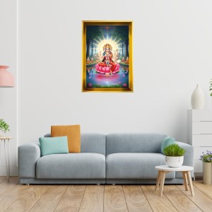 Mata Gayatri Golden Photo Frame - 10x14 Inches | Elegant Wooden Frame For Home, Office & Temple Decoration | Spiritual Wall & Table Decor And Gift Item (F9544)