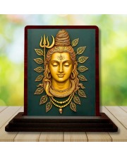 Car Desk/Table Top Lord Shiva Wooden Photo Stand â€“ 3x4 Inches, Compact & Stylish Spiritual Display For Car, Home & Office (Pack Of 1) (F15153)