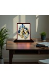 Car Desk/Table Top Lord Radha Krishna Wooden Photo Stand 3x4 Inches, Compact & Stylish Spiritual Display For Car, Home & Office (Pack Of 1) (F15180)