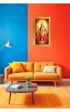 Mata Devi Durga Digital Golden Color Photo Frame | Hindu Religious Wall Decor | 10x17 Inches - Inspirational Wall Art For Office, Home Decor - Ideal Spiritual Gift (F10303)