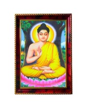 Lord Buddha Photo Frame For Wall & Table | 7x9 Inch Golden Cherry Finish | Decorative Lord Buddha Photo Frame For Home, Office & Pooja Room (F11343)