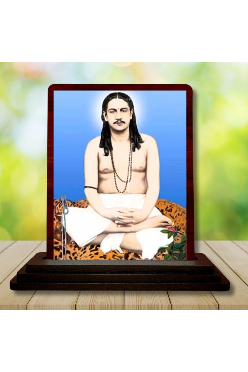 Car Desk/Table Top Bhaktivedanta Swami Prabhupada Wooden Photo Stand 3x4 Inches, Compact & Stylish Spiritual Display For Car, Home & Office (Pack Of 1) (F14436)