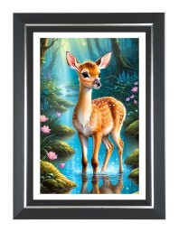 Deer Photo Wall & Table Frame | 18x22 Inch Black Designer | Perfect For Gifting & Home Decor (F9651)