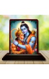 Car Desk/Table Top Lord Rama And Hanuman Wooden Photo Stand 3x4 Inches, Compact & Stylish Spiritual Display For Car, Home & Office (Pack Of 1) (F14637)