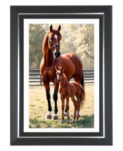Horse And Her Foal Photo Wall & Table Frame | 10x14 Inch Black Designer | Perfect For Gifting & Home Decor (F9612)