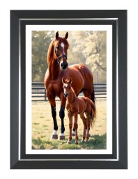 Horse And Her Foal Photo Wall & Table Frame | 14x18 Inch Black Designer | Perfect For Gifting & Home Decor (F9612)