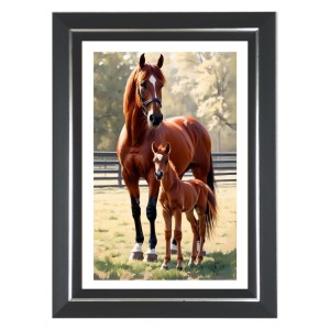 Horse And Her Foal Photo Wall & Table Frame | 14x18 Inch Black Designer | Perfect For Gifting & Home Decor (F9612) Horse And Her Foal Photo Wall & Table Frame | 14x18 Inch Black Designer | Perfect For Gifting & Home Decor (F9612)