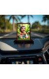 Car Desk/Table Top Little Cute Krishna Wooden Photo Stand 3x4 Inches, Compact & Stylish Spiritual Display For Car, Home & Office (Pack Of 1) (F14450)