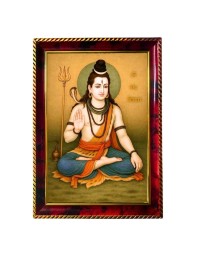 Lord Shiva Photo Frame For Wall & Table | 7x9 Inch Golden Cherry Finish | Decorative Lord Shiva Photo Frame For Home, Office & Pooja Room (F11767)